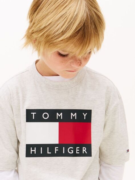 Grey Heritage Flag Print Jersey T-Shirt  Boys