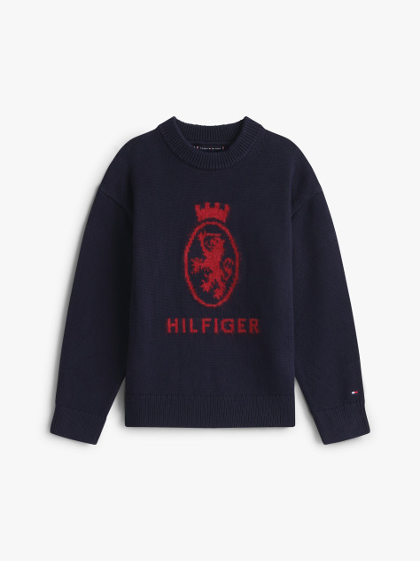 Blue TH Crest Intarsia Crew Neck Jumper  Boys