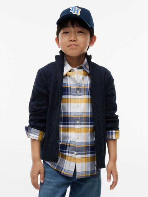 Blue Cable Knit Zip-Thru Jumper  Boys