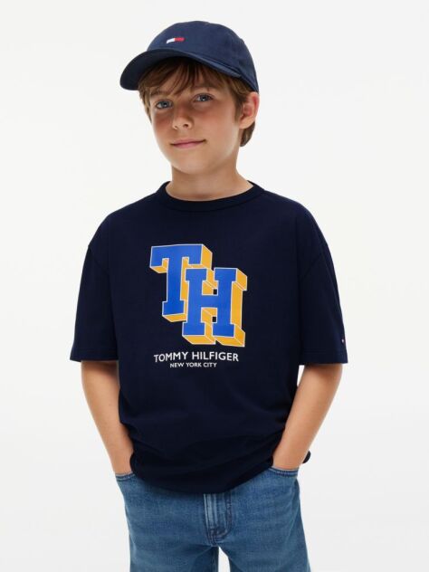 Μπλε Βαμβακερό T-Shirt Με Varsity Λογότυπο  Αγόρια