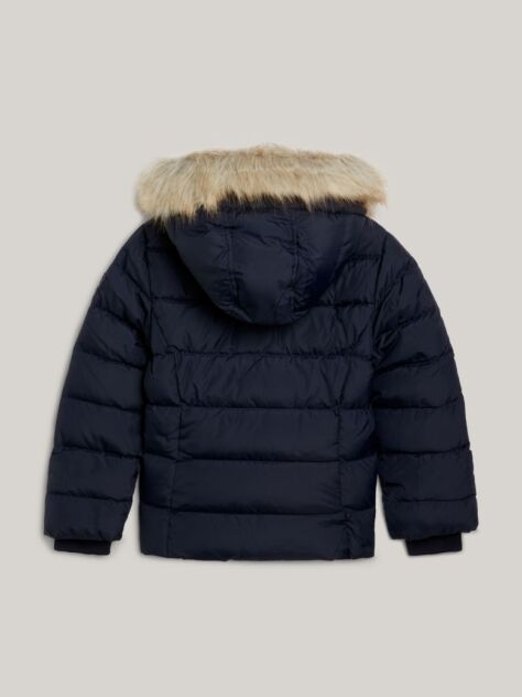 Blue Essential Faux Fur Down Hooded Jacket  Girls