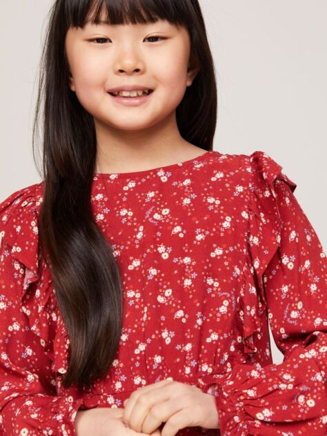Multi Mountain Floral Print Fit And Flare Dress  Girls