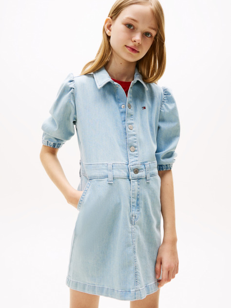Μπλε Denim Φόρεμα Με Φουσκωτά Μανίκια  Κορίτσια