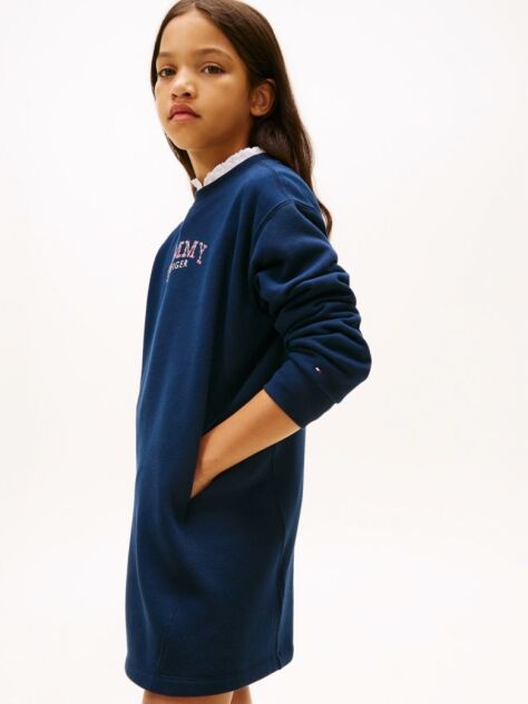 Blue Floral Logo Fleece Relaxed Sweatshirt Dress  Girls