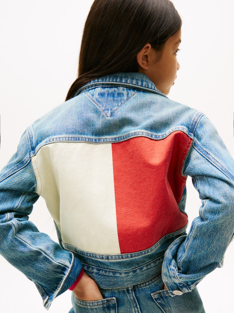 Μπλε Denim Τζάκετ Με Σημαιάκι  Κορίτσια