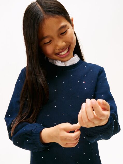 Blue Festive Stud Relaxed Fleece Skater Dress  Girls