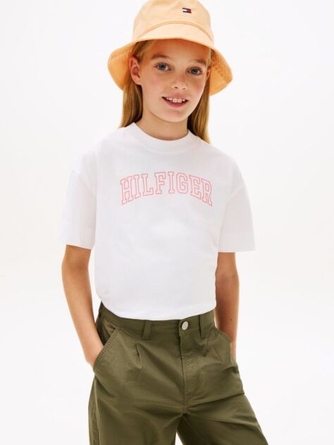 White Logo Jersey Crew Neck T-Shirt  Girls
