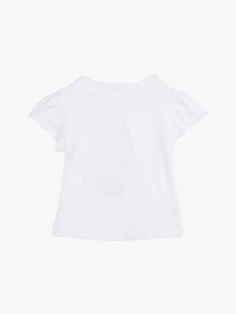 Άσπρο T-Shirt Με Σχέδιο Και Μανίκι Με Βολάν  Βρεφικά
