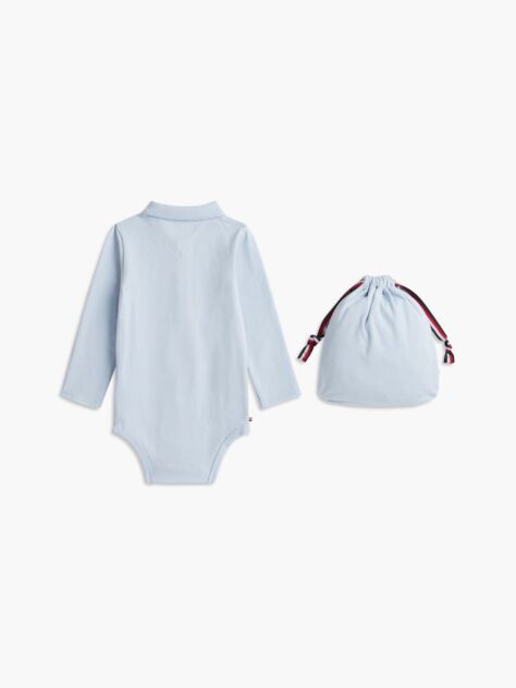 Blue Essential Pique Polo Bodysuit Gift Set  Newborn