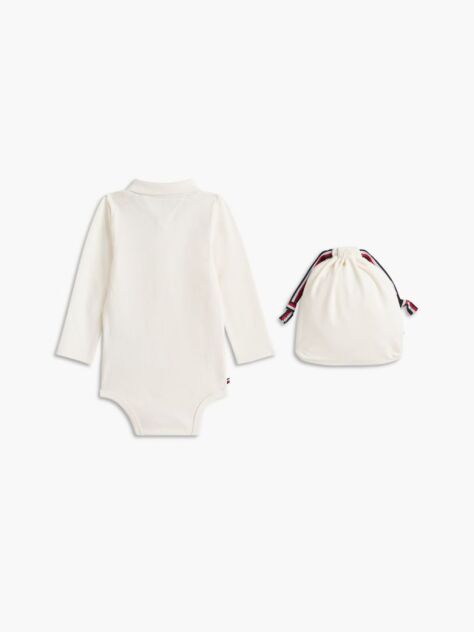 White Essential Pique Polo Bodysuit Gift Set  Newborn