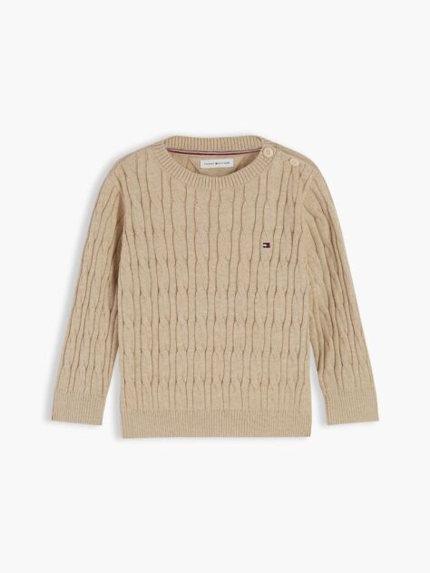 Beige Flag Embroidery Cable Knit Jumper  Newborn