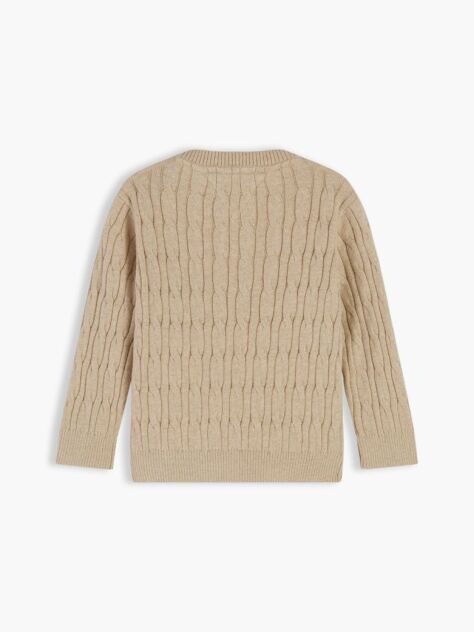 Beige Flag Embroidery Cable Knit Jumper  Newborn