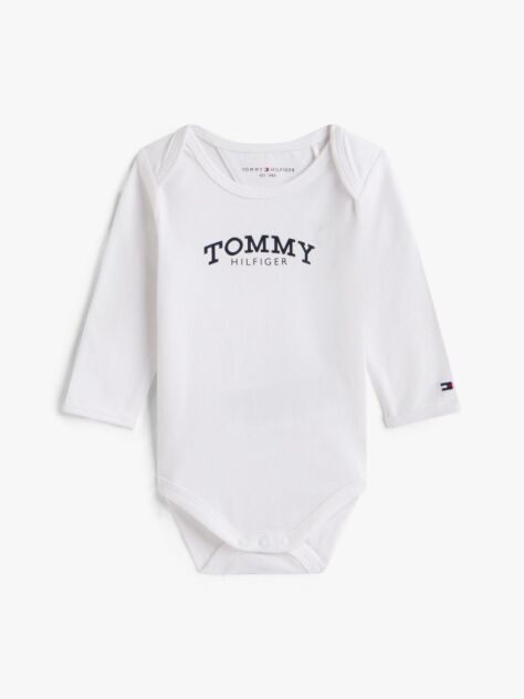 White Logo Jersey Long Sleeve Bodysuit  Newborn