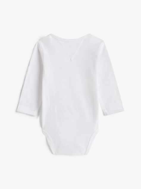 White Logo Jersey Long Sleeve Bodysuit  Newborn