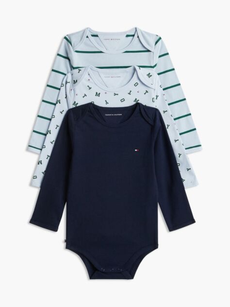 Blue 3-Pack Essential Long Sleeve Bodysuits  Newborn
