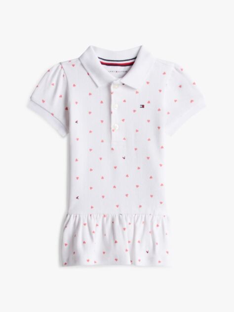 White Heart Print Pointelle Polo Dress  Newborn
