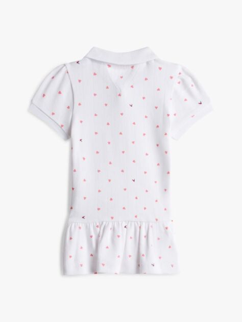 White Heart Print Pointelle Polo Dress  Newborn