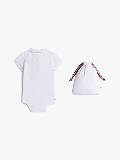 White Essential Polo Shirt Bodysuit Gift Set  Newborn