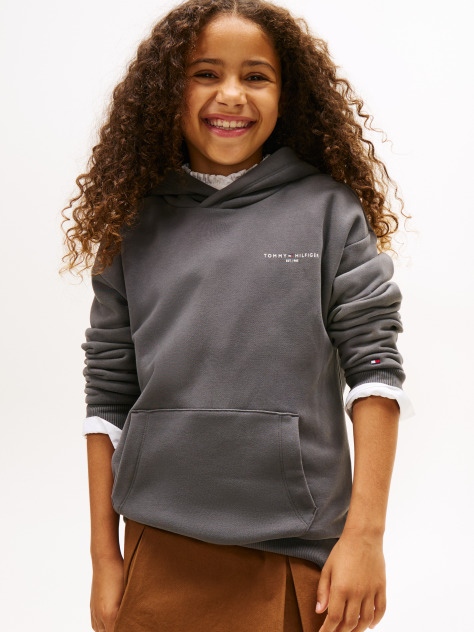 Γκρι Fleece Hoody Με Λογότυπο Σε Κανονική Γραμμή  Παιδί Unisex