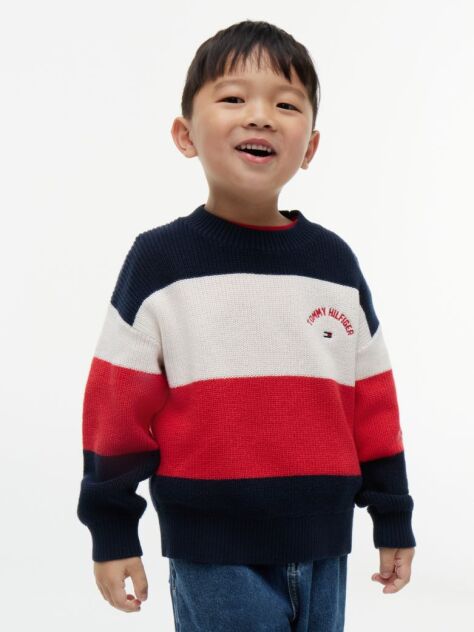 Multi Colour-Blocked Stripe Crew Neck Jumper  Kids Unisex