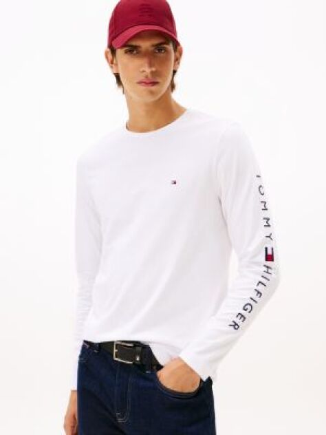 Άσπρο ΜΑΚΡΥΜΑΝΙΚΟ T-SHIRT ΑΠΟ ΟΡΓΑΝΙΚΟ ΒΑΜΒΑΚΙ JERSEY  Άνδρες