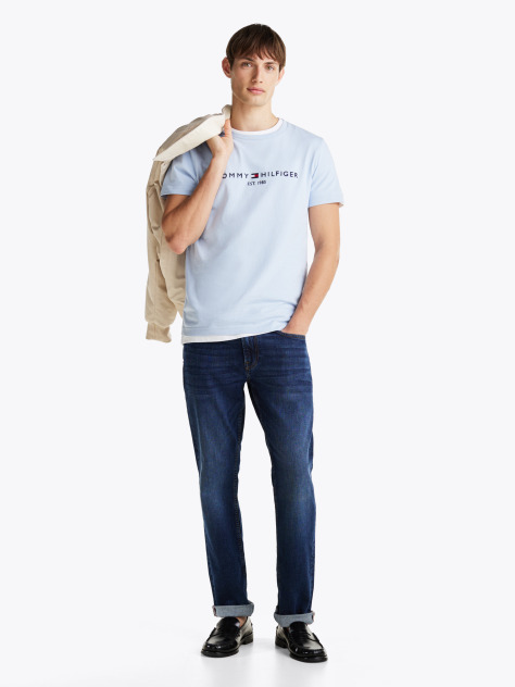Blue Organic Cotton Chest Logo T-Shirt  Men