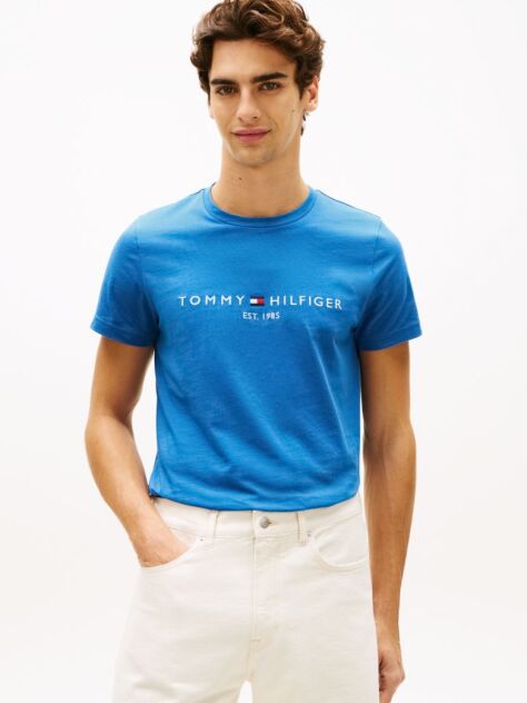 Blue Organic Cotton Chest Logo T-Shirt  Men