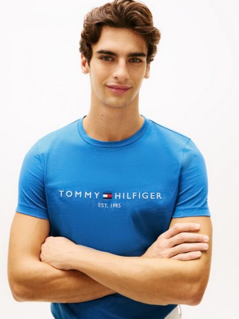 Blue Organic Cotton Chest Logo T-Shirt  Men