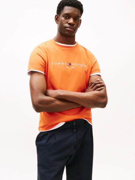 Orange Organic Cotton Chest Logo T-Shirt  Men