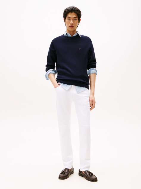 Blue Crew Neck Flag Embroidery Jumper  Men