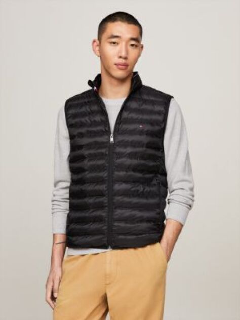 Black Recycled Quilted Packable Vest  Men
