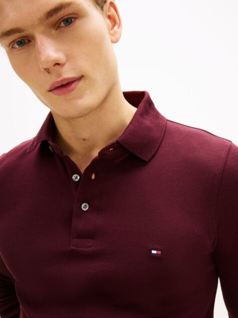 Red 1985 TH Flex Slim Fit Long Sleeve Polo  Men