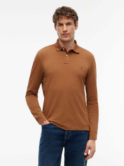 Brown 1985 TH Flex Regular Fit Long Sleeve Polo  Men