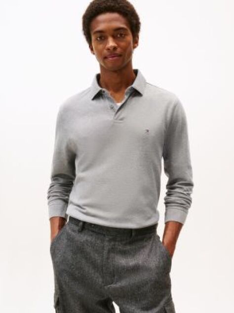 Grey 1985 TH Flex Regular Fit Long Sleeve Polo  Men