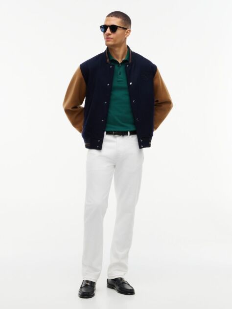 Green Tipped Long Sleeve Slim Polo Shirt  Men