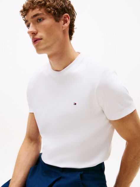 White Flag Embroidery Interlock Slim Fit T-Shirt  Men