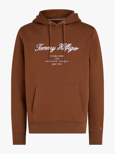 Brown Script Logo Hoodie  Men