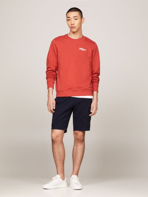 Red Crew Neck Chest Logo Sweatshirt  Men