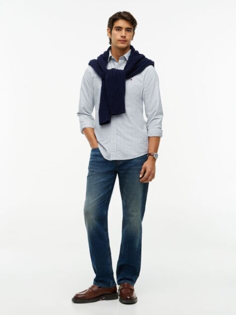 Blue Heritage Stripe Regular Fit Oxford Shirt  Men