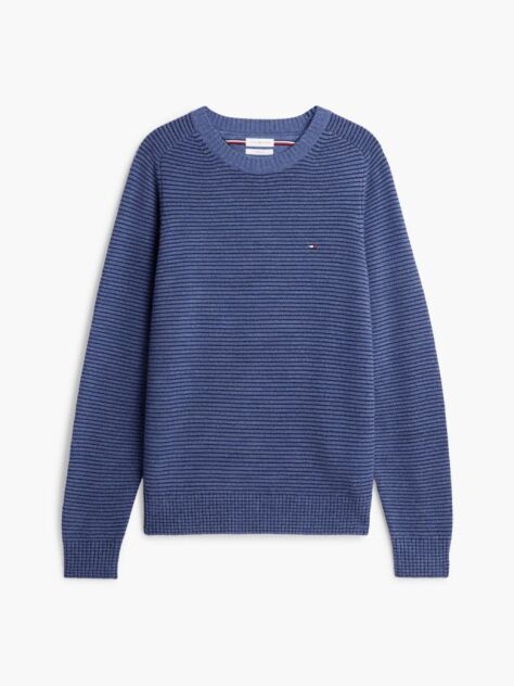 Blue Pure Lambswool Crew Neck Jumper  Men