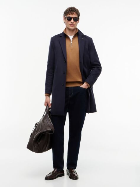 Brown Quarter-Zip Fleece Sweatshirt  Men