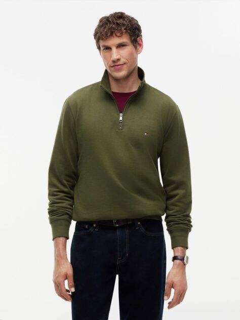 Green Quarter-Zip Fleece Sweatshirt  Men