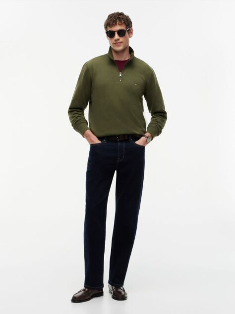 Green Quarter-Zip Fleece Sweatshirt  Men