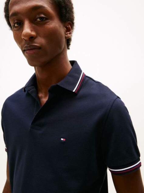 Blue Tiped Slim Fit Polo Shirt  Men