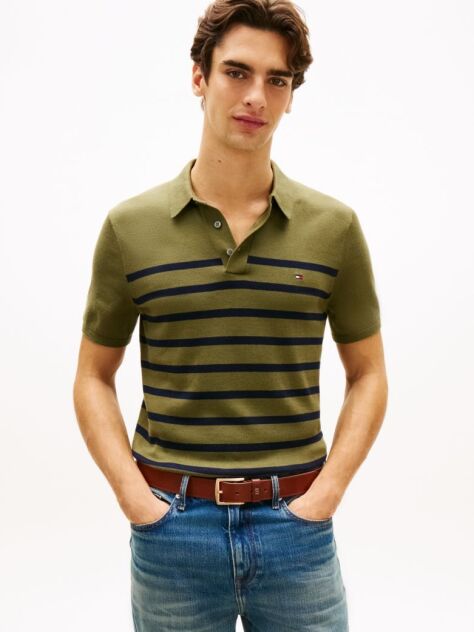 Green Regular Fit Knit Polo Shirt  Men