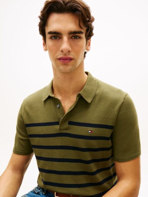 Green Regular Fit Knit Polo Shirt  Men