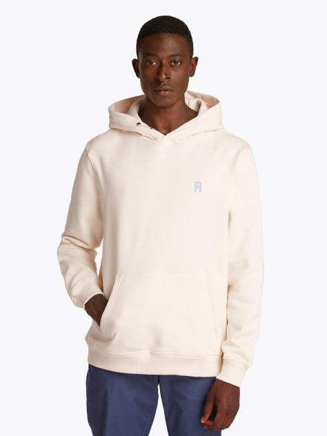 Άσπρο Hoody Με Κεντητό Μονόγραμμα TH Σε Αντίθεση  Άνδρες