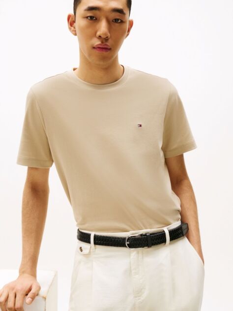 Beige Interlock Knit T-Shirt  Men