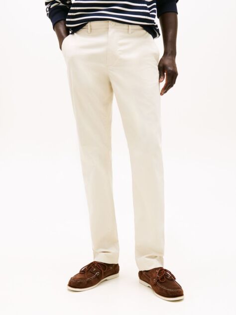 White Denton Stretch Cotton Straight Chinos  Men