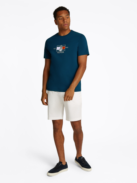 Μπλε T-Shirt Με Λογότυπο Και Κανονική Λαιμόκοψη  Άνδρες